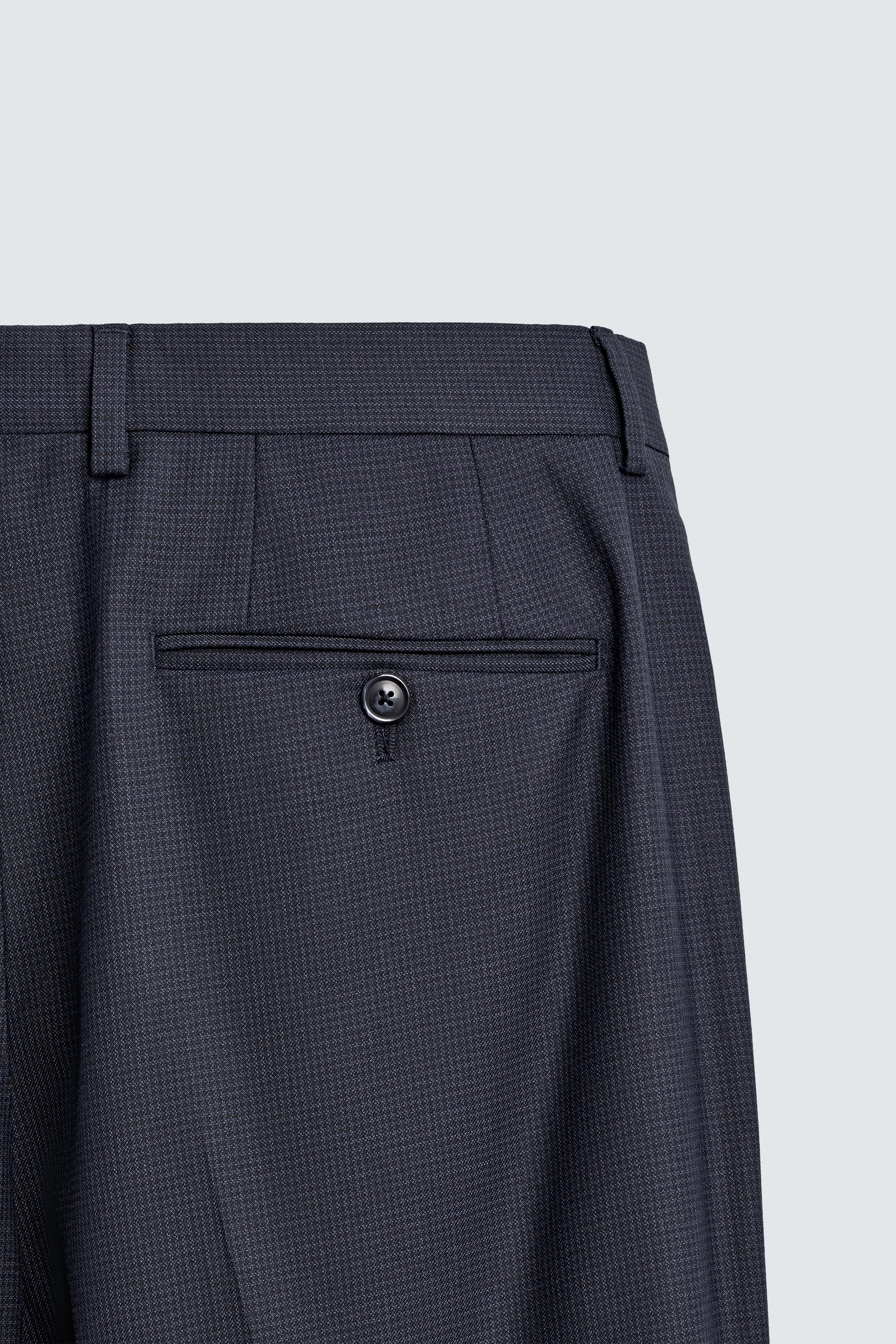 REGULAR FIT HOUNDSTOOTH SUIT PANTS